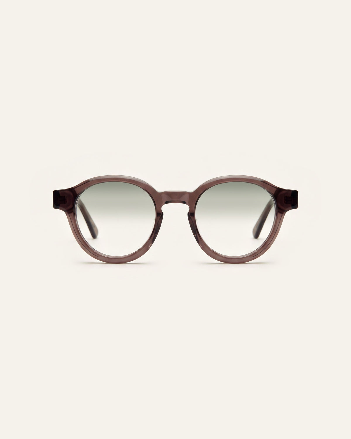 Nora in dark brown, front, Sage lenses